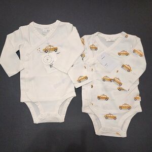 FIRSTS by Petit Lem 12  Mths Unisex Cab Taxi Print Diaper Shirt 2pc